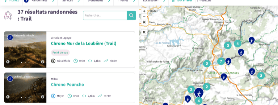 Capture d'écran de l'application Geotrek Rando