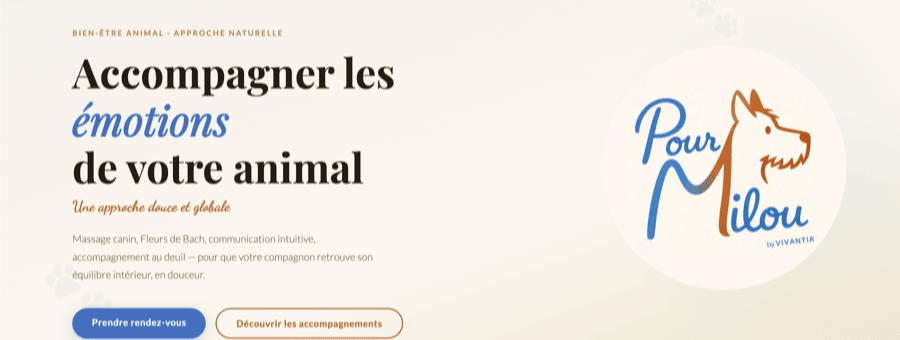 Capture d'écran du site Pour Milou