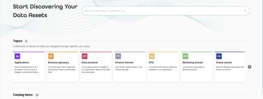 Capture d'écran de l'application Zeenea Data Catalog